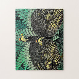 Quebra-cabeça Guiné Hens kasamatsu shiro aves japonesas arte