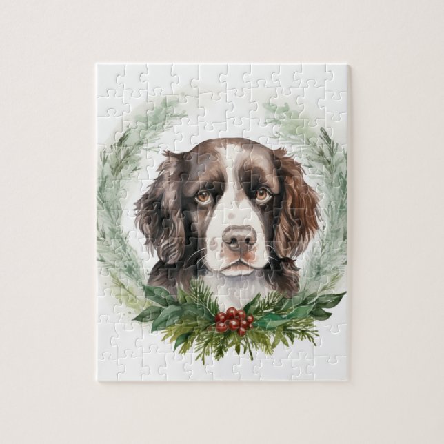 Quebra-cabeça Guirlanda de Natal do Springer spaniel Pupila Fest (Vertical)