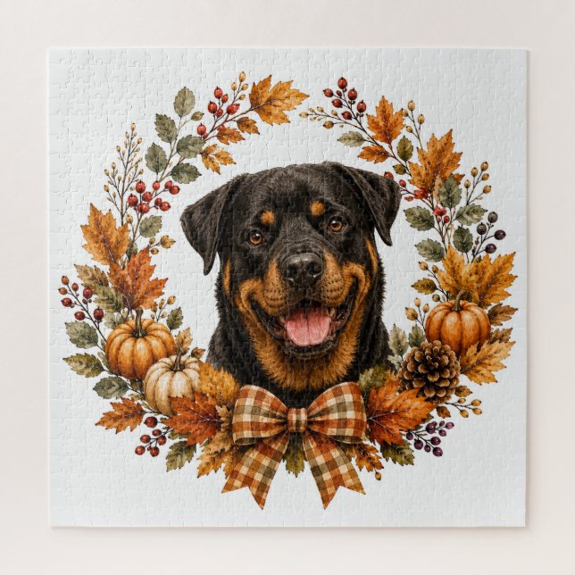 Quebra-cabeça Guirlanda de Outono de Rottweiler (Vertical)