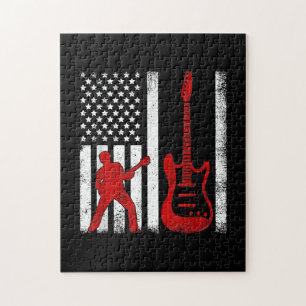 Quebra-cabeça Guitarista norte-americano Vintage Flag Guitar