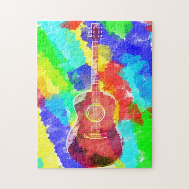 Quebra-cabeça Guitarra de Aquarela (Vertical)