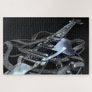 Quebra-cabeça Guitarra Elétrica Cinza Prata