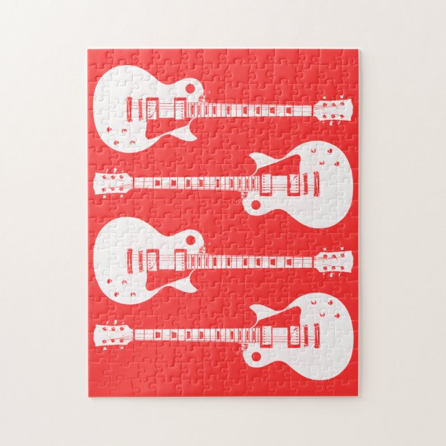 Quebra-cabeça Guitarras Elétricas Gráfico em Branco (Vertical)