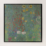 Quebra-cabeça Gustav Klimt, Jardim de Fazenda com Girassóis<br><div class="desc">Quebra-cabeça com a pintura de arte Gustav Klimt chamada "Jardim Fazenda com Girassóis" com uma borda negra. A pintura "Jardim Fazenda com Girassóis" é uma pintura com girassóis amarelos,  rosas vermelhas e flores brancas e azuis em fundo verde. Personalizável.</div>