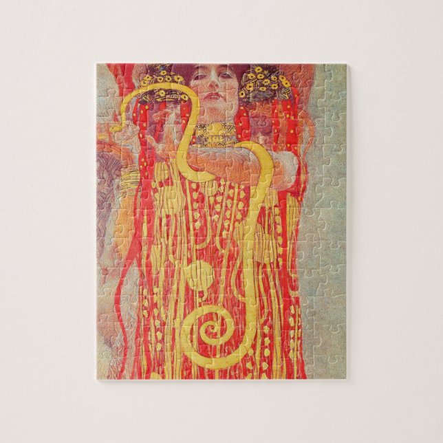 Quebra-cabeça Gustav Klimt Red Woman Dourada pintura Cobra (Vertical)
