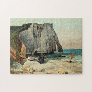 Quebra-cabeça Gustave Courbet   os penhascos de Etretat, o porto