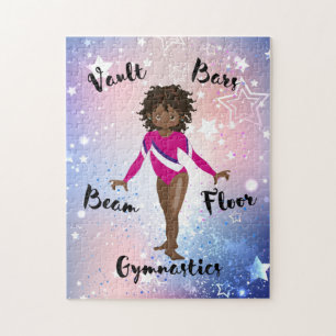 Quebra-cabeça Gym Star African American, Brown Eyes, Pink Leo