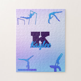Quebra-cabeça Gymnastics Blue Purple Monograma Personalizado