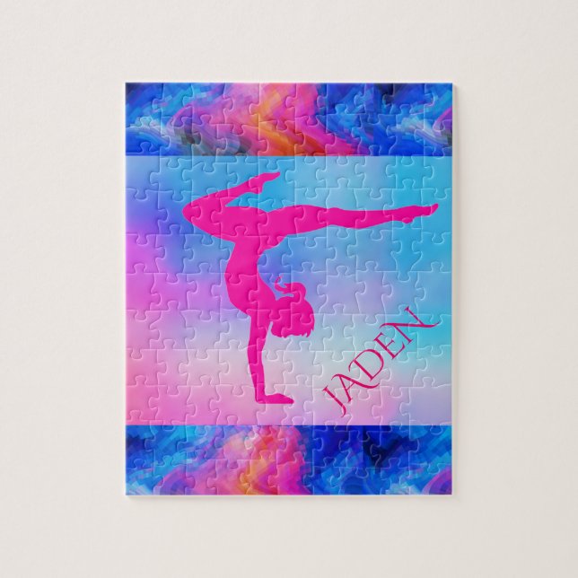 quebra-cabeça GYMNASTICS com nome personalizado. (Vertical)
