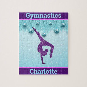 Quebra-cabeça Gymnastics Natal Purple Aqua Personalizado
