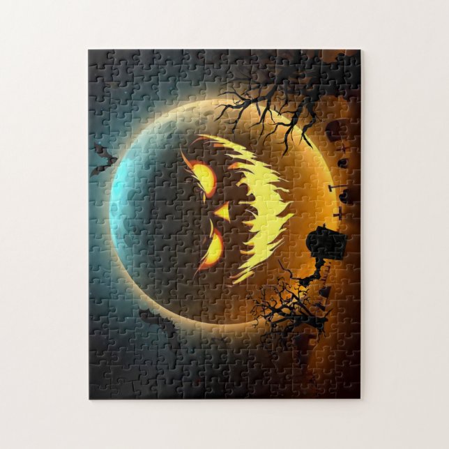 Quebra-cabeça Halloween/abóbora/lua/queda (Vertical)