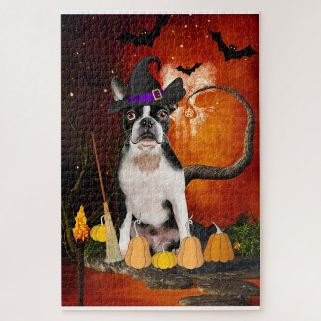 Quebra-cabeça Halloween Boston Terrier Dog (Vertical)