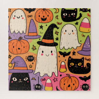 Quebra-cabeça Halloween Caprichoso - Padrão Assustador Pastel