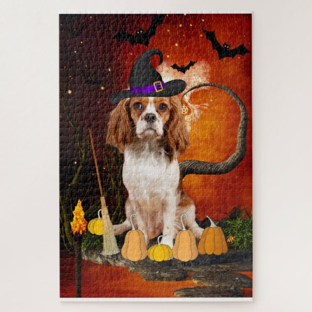 Quebra-cabeça Halloween Cavalier King Dog (Vertical)