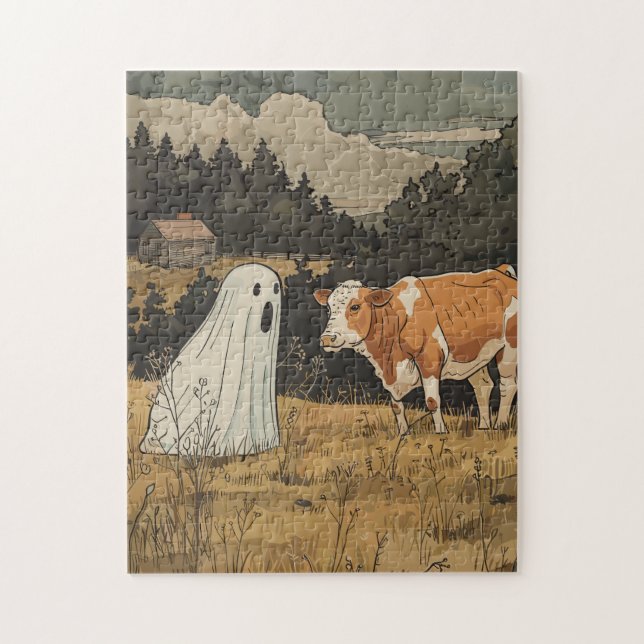 Quebra-cabeça Halloween Ghost Print Modern Farmhouse Puzzle (Vertical)
