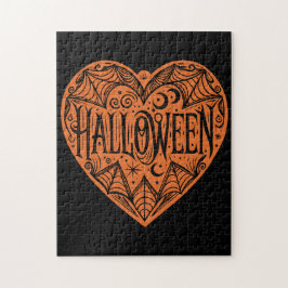 Quebra-cabeça Halloween Heart, Orange Heart Shape, Holiday