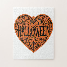 Quebra-cabeça Halloween Heart, Orange Heart Shape, Holiday