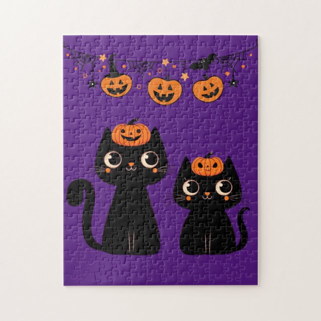 Quebra-cabeça Halloween/outono/Outono/Abóbora/gato (Vertical)