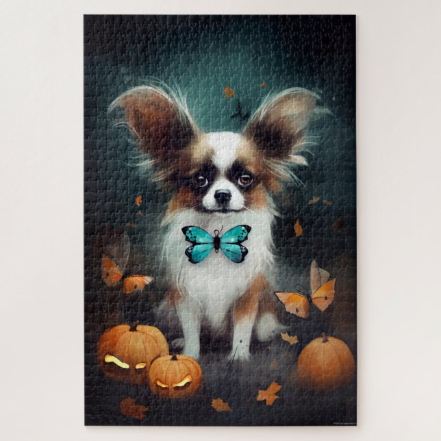 Quebra-cabeça Halloween Papillon Com Pumpkins Assustado (Vertical)