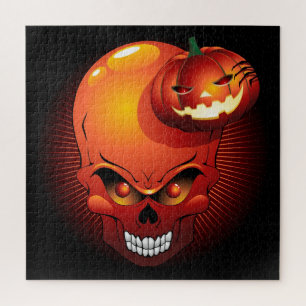 Quebra-cabeça Halloween Skull e Pumpkin
