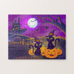 Quebra-cabeça Halloween Spooky Gatinho