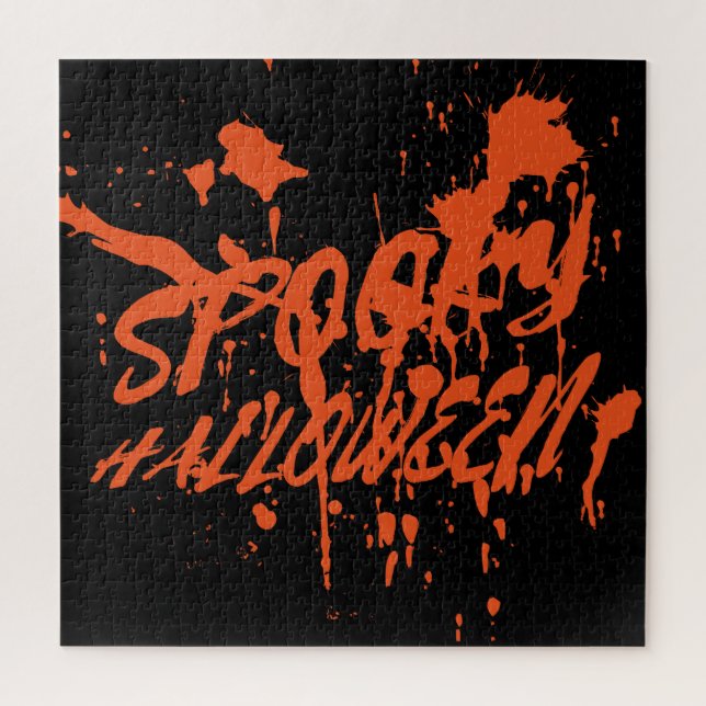 Quebra-cabeça Halloween Spooky Splash Retro Red Orange Horror (Vertical)
