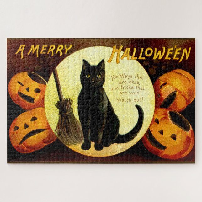 Quebra-cabeça Halloween Vintage cat (Horizontal)