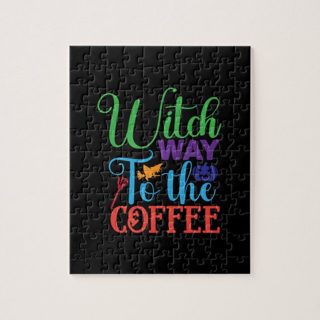 Quebra-cabeça Halloween Witch Caminhando Para O Café (Vertical)