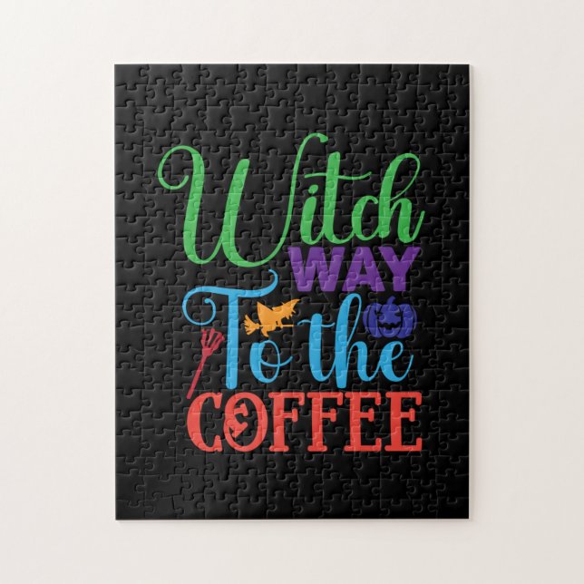 Quebra-cabeça Halloween Witch Caminhando Para O Café (Vertical)