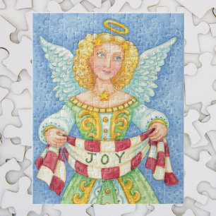 Quebra-cabeça Halo bonito do anjo do Natal dos desenhos animados
