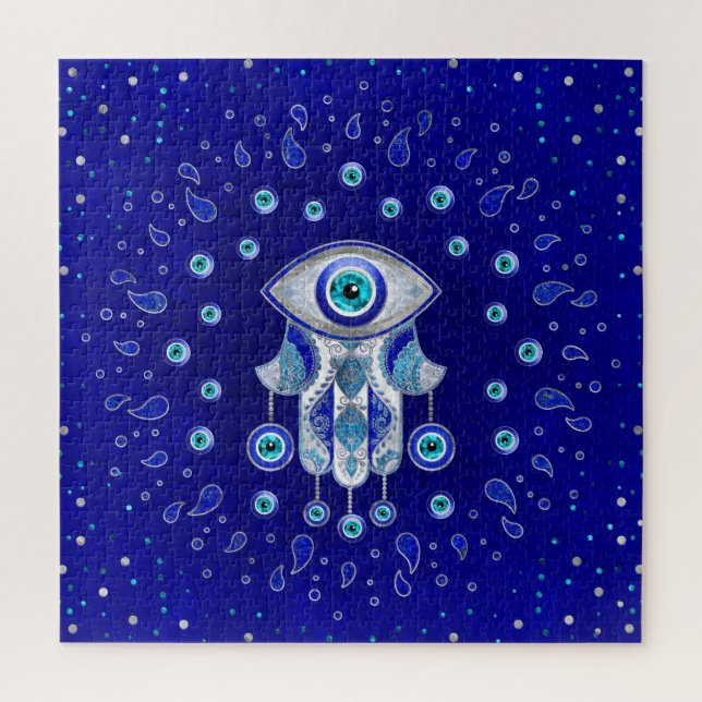 Quebra-cabeça Hamsa - Amulet Mau de Olhos (Vertical)