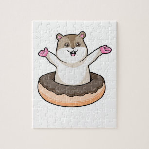 Quebra-cabeça Hamster com Rosquinha de Chocolate