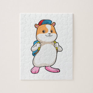 Quebra-cabeça Hamster como Estudante com Mochila e Boné