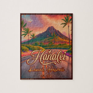 Quebra-cabeça Hanalei Kauai Hawaii Retro Volcano Road 1950