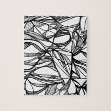 hand-drawn PUZZLE black and white line art colorit