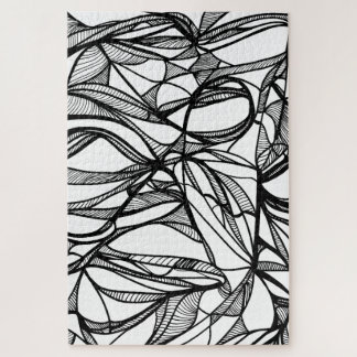 Quebra-cabeça hand-drawn PUZZLE color-your-own, black & white