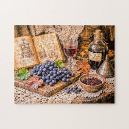 Quebra-cabeça Hand‑Pressed Traditional Wine with Grapes and Vint