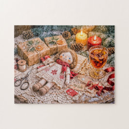 Quebra-cabeça Handmade Cloth Doll with Christmas Gifts and Cozy 