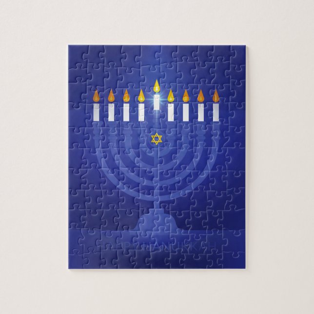 Quebra-cabeça hanukkah feliz azul (Vertical)