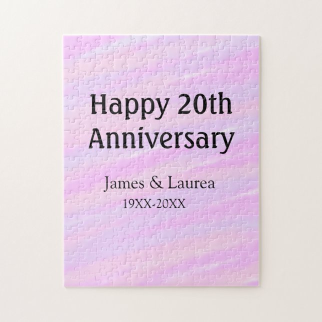 Quebra-cabeça Happy 20th anniversary pink purple pastel name bol (Vertical)