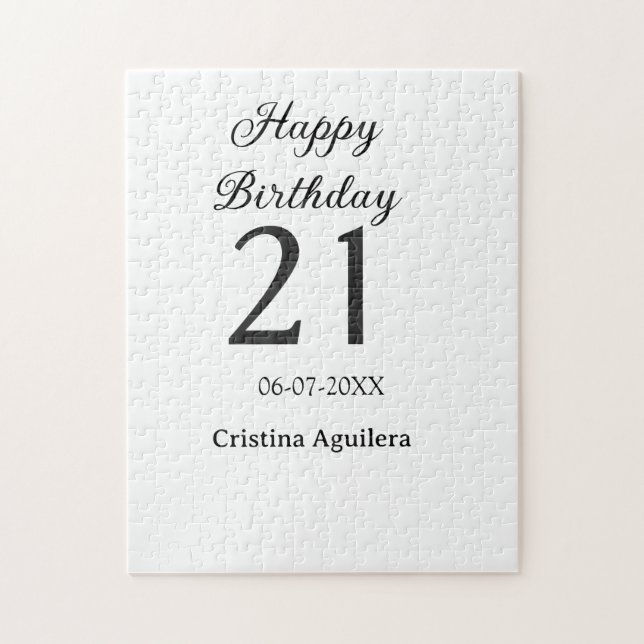 Quebra-cabeça Happy 21st birthday bold letter simple name minima (Vertical)