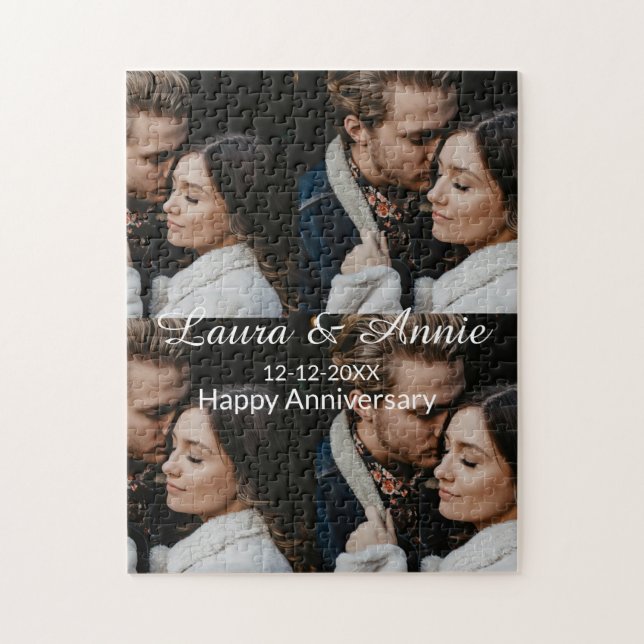 Quebra-cabeça Happy anniversary photo collage name date simple w (Vertical)
