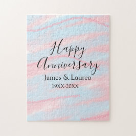 Quebra-cabeça Happy anniversary wedding name date year pastel 
