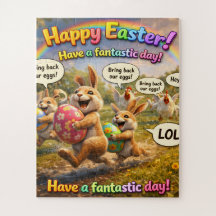 Happy Easter bunny egg heist jigsaw puzzle whimsic