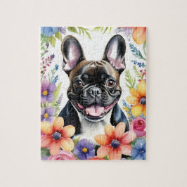 Quebra-cabeça Happy French Bulldog Portrait Colorful Family Pet