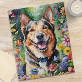 Quebra-cabeça Happy German Shepherd Portrait Watercolor Animal