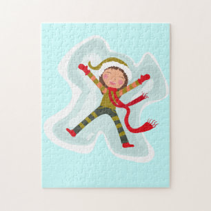 Quebra-cabeça Happy Girl Fazer Snow Angel Xmas Winter