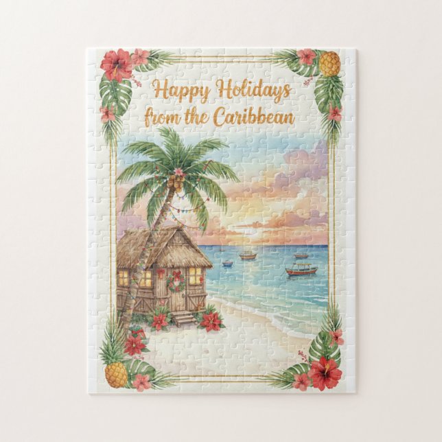 Quebra-cabeça 'Happy Holidays from the Caribbean' Puzzle (Vertical)