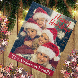 Quebra-cabeça Happy Holidays I Family Name Personalized Photo