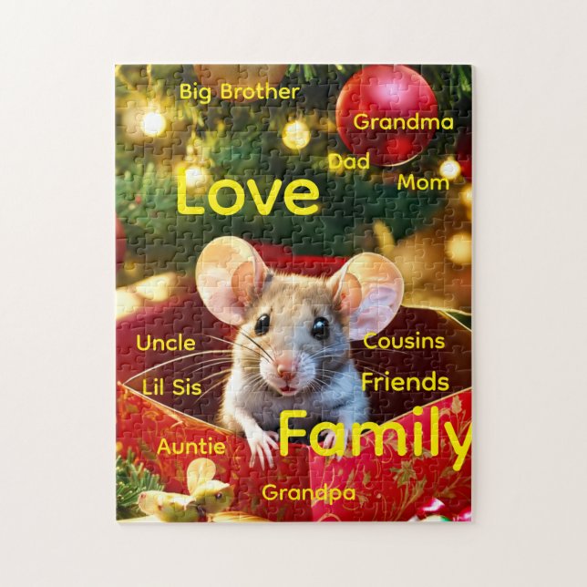 Quebra-cabeça Happy Holidays Merry Christmas Mouse Love Puzzle  (Vertical)